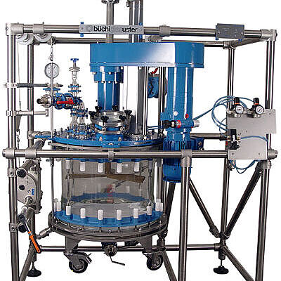 Nutsche filter 140 liter with pneumatic height adjustable agitator (ATEX)