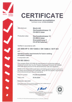 Certificate Manufacturer according to pressure equipment directive