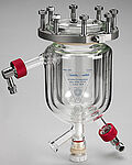 Type 1BI glass pressure reactor with bottom valve and vacuum insulation jacket 