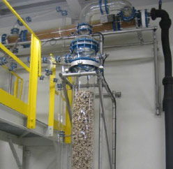 Vacuum distillation, packed column, reflux condenser with reflux splitter